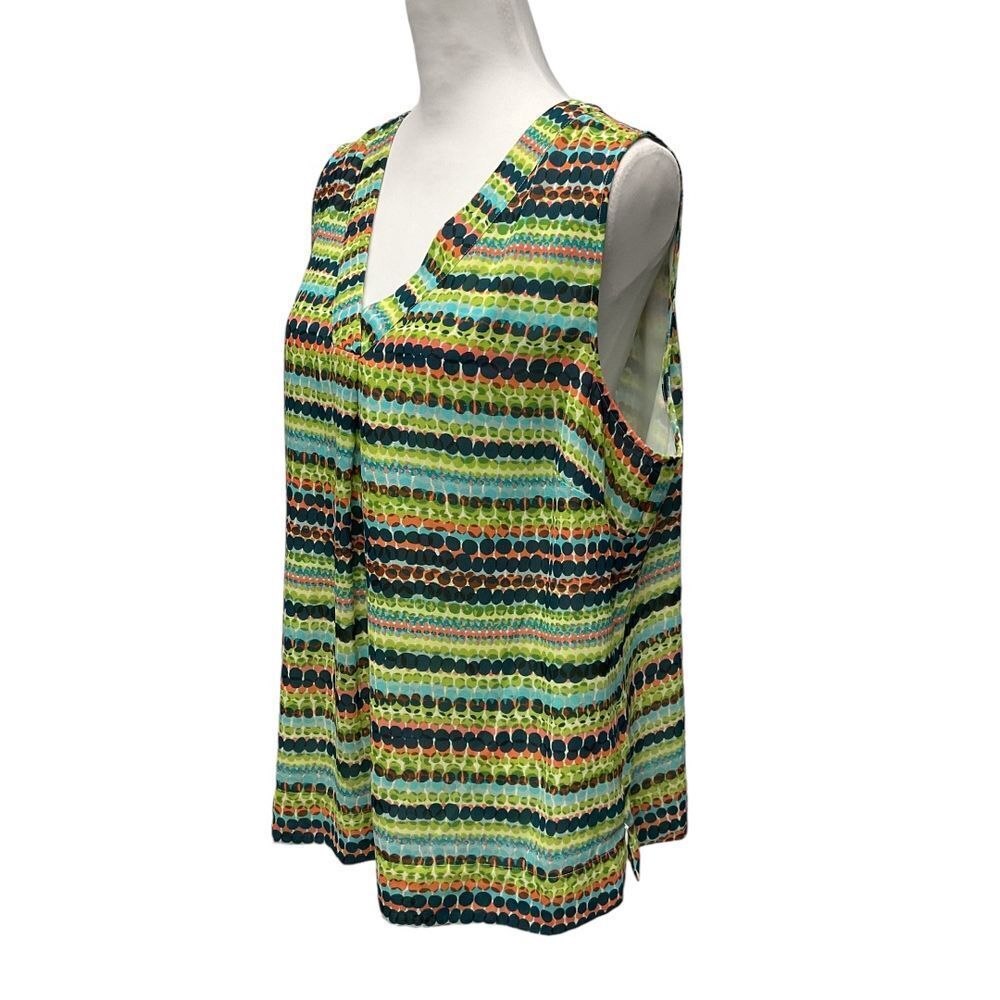 Sejour Women's Size‎ 14W Top Blouse Sleeveless Green Chiffon Work Office Chic - Picture 2 of 11